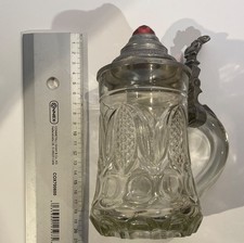 Glas Bierkrug, mit Zinndeckel ca 21cm hoch, vermutlich mehr als 100Jahre alt