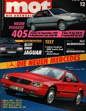 Zeitschrift MOT Auto #12 von 1987 Neue Mercedes Peugeot 405 Jaguar Rover Starlet