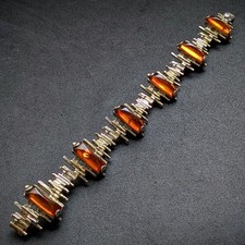 Vintage Designer Armband 835 Silber vergoldet Bernstein alt