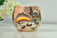 Windlicht Kerzenfarm Ø11cm Deko Teelicht Kerzenhalter Leuchtglas Farm Winter