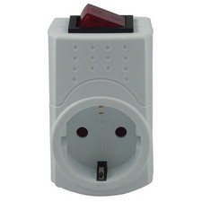 Schuko-Zwischenstecker - weiß - mit Schalter