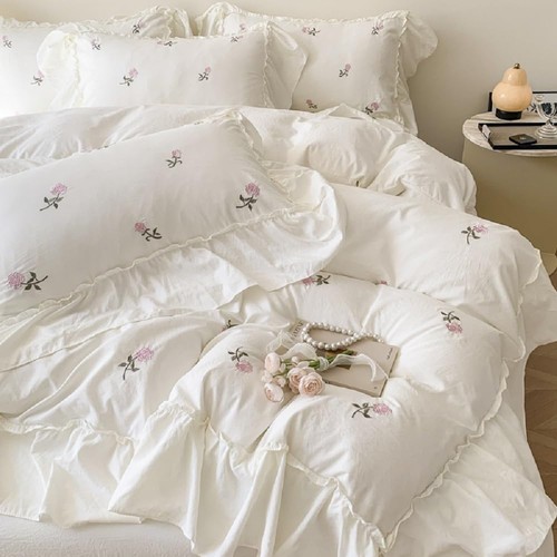 Bettwäsche 135x200 weiß rosa - bettwäsche,