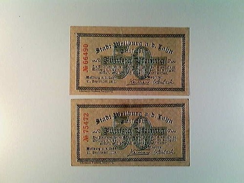 Notgeld weilburg lahn 2x - notgeld,