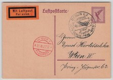Deutsches Reich Luftpost-Postkarte Erstflug BERLIN - WIEN 21.3.27 [486]