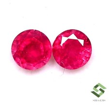 5 MM Natürliche Rubin Rund Schliff Paar 1.48 Karat Kalibriert Facettiert Lose