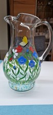 Handbemalter Glaskrug, sehr dekorativ, über 2 Liter Fassungsvermögen