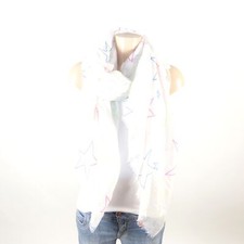 MARIE LUND Schal Tuch Scarf Sterne Stars Neon Offwhite