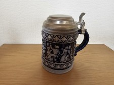 Vintage Bierkrug mit Zinndeckel / MR Marzi & Remy / Keramik
