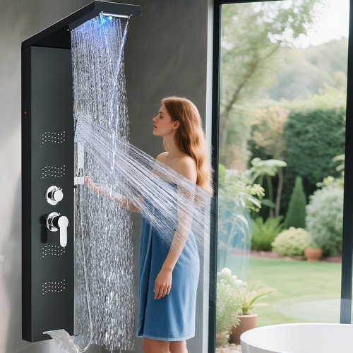 Schwarz duschpaneel led - schwarz,