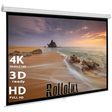 Rollolux Base Heimkino Beamer Rolloleinwand 160 x 145 (154x87) 16:9 HDTV 3D 4K