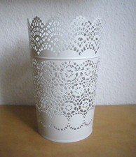 IKEA SKURAR Windlicht Kerzen-/ Teelichthalter Spitzenkante Metall weiß 22 cm TOP