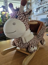 Schaukelpferd Plüsch Giraffe Schaukeltier 70 cm Baby Wippe Holz Spielzeug ab 9M