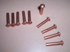 10 Stück Kupfer Nieten,  4 x 10 mm, Halbrundkopfnieten, Vollnieten, Cu, Din 660,