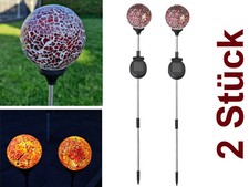2 Stück LED SOLARLEUCHTE inkl. Erdspieß Gartenleuchte Mosaik Steckleuchte Deko