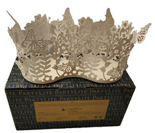 PartyLite Doppelter Duftwachsglas-Halter Jagende Schmetterlinge weiß P92983 OVP