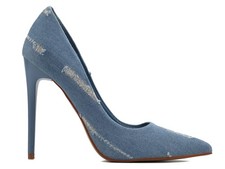 Blaue Jeans-High Heels für