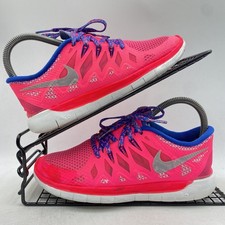 Nike Free Run 5.0 Neon Pink Blau Turnschuhe Größe UK 4 Damen Fitness Laufen Yoga Niedrig