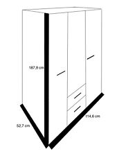 Kleiderschrank 3- türig Drehtürenschrank weiß mit Spiegel