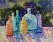 Bunte Flaschen Ölmalerei