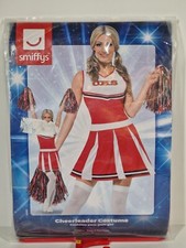 Smiffys Damen Cheerleader Kostüm Kleid und Pom Poms Gr. M rot weiß
