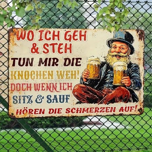 Blechschild ich geh - wo, und