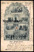 ALTE POSTKARTE GRUSS AUS KARLSRUHE FREIW. SANITÄTS-KOLONNE ambulance dog Hund ch