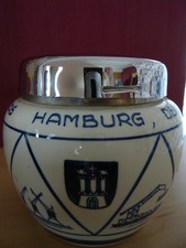 Hamburg, Hafen, Delft, Deckeldose, handbemalt