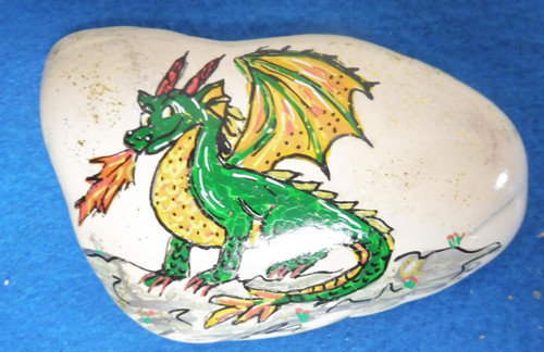 Großer bemalter stein drache - bemalter,