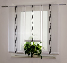 Gardine Vorhang 3 er Set Bistro modern Voile schwarz weiß Store Scheibengardine