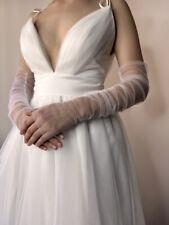 2025  Neu  Braut  Lange Brauthandschuhe Ärmel  Tüll  M weiß  ivory