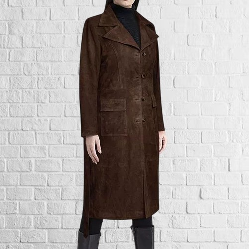 Braunes wildleder leder mantel - braunes,