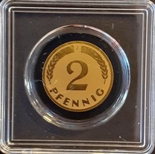 Goldmünze Besondere Umlaufmünzen der BRD 2 Pfennig 1969 J , 16mm 999er Gold