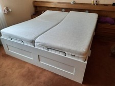 Bett 200 x 200 Ikea Brimnes mit Lattenrosten und Matratzen, kaum benutzt