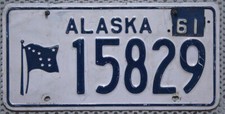 Alaska Nummernschild USA Kennzeichen 1960 1961 Schild Vintage US License Plate