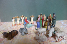 21stk antik krippenfiguren stall szene maria jesus engel+ masse figur erzgebirge