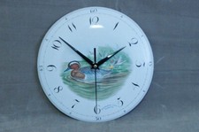 WANDUHR EMAILLE SCHILD EMAILE GEWÖLBT ENTE KNÄKENTE QUARZ SCHLEICHENDER ZEIGER