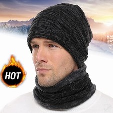 Beanie Mütze und Loop Schal Strickmütze Wintermütze Damen Herren Thermo Warm NEU