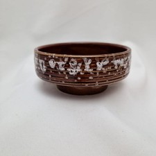 Ikebana Schale Keramik Retro Vase mit Fuß 70er Braun Vintage Japan 10,5cm