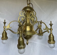 Antike Deckenleuchte / um 1920 / Messing