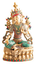 Grüne Tara kunstvoll mit Steinen, Messing H:36 cm, 4,4 kg