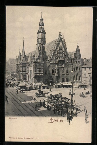 Ansichtskarte breslau rathaus - ansichtskarte,