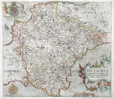 Devonshire Original frühe Karte von William Kip um 1607