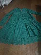 Y.A.S DAMEN KLEID LONGTUNIKA GRÜN MIT SPITZEN CUT-OUTS GR.M