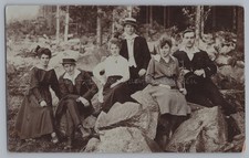 Pärchen Wald Wanderung Hut Strohhut Kreissäge Mode Ausflug - Altes Foto