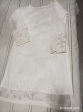 Fair Lady Damen Bluse Jersey Kurzarm Rundhals Spitze Stehkragen Weiss Gr. 36 Neu