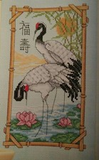 Stickvorlage, Kreuzstich, "   orientalische  Kraniche    "
