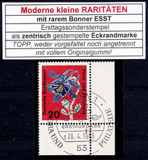⅍ Bund Mi 394 FN 1 ESST Bonn Formnummer Bogenecke Ecke E4 EUR Gummi Ersttag