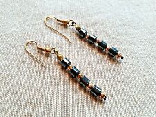 Ohrhänger, Ohrschmuck, goldfarben,Kugeln, Stein taubenblau,1980er, Retro,Vintage