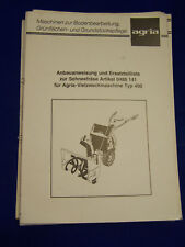 Original Anbauanweisung und Ersatzteilliste Agria 0495 141 Schneefräse - Rarität