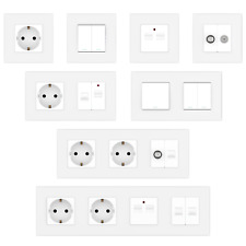 Glas Lichtschalter Steckdose, Wechselschalter, Dimmer, Türklingel, TV, USB, uvm.
